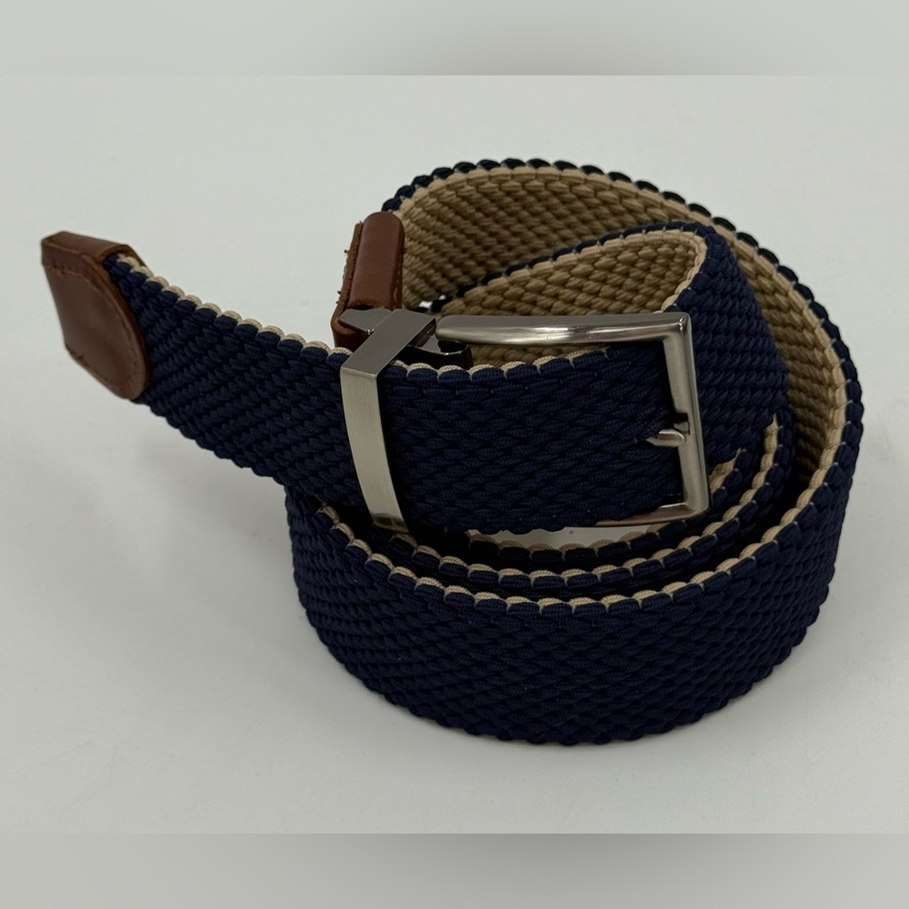 Tommy Bahama Reversible Stretch Cord  Belt Navy Blue‎ & Tan Men's L/XL NWOT